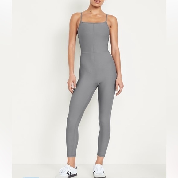 Old Navy Pants - NWT Old Navy PowerSoft Ribbed 7/8 Cami Bodysuit Ribbed Storm Cloud Size small